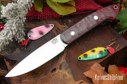 Bark River Knives: Bird & Trout - CPM 154 - Red & Blue Tigertail Maple Burl #2