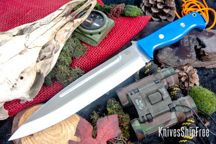 Bark River Knives: Pig Sticker - CPM-154 - Blue Glow G-10 - Toxic Green Liners - Brass Pins