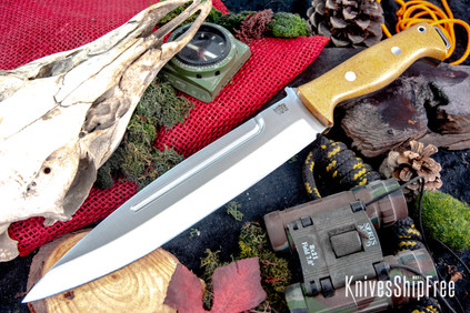 Bark River Knives: Pig Sticker - CPM-154 - Natural Canvas Micarta