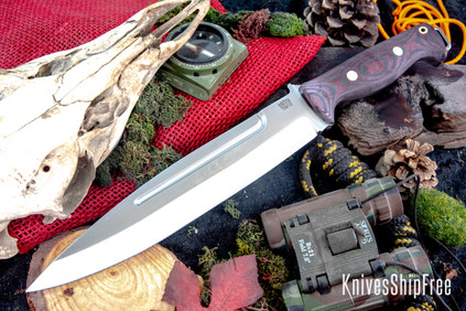 Bark River Knives: Pig Sticker - CPM-154 - Red & Black Suretouch - Matte - Brass Pins