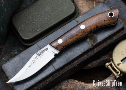 Lon Humphrey Knives: Mudbone Muskrat - Forged AEB-L - Tasmanian Blackwood - Black Liners - LH22AJ047