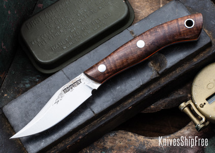Lon Humphrey Knives: Mudbone Muskrat - Forged AEB-L - Tasmanian Blackwood - Orange Liners - LH22AJ056