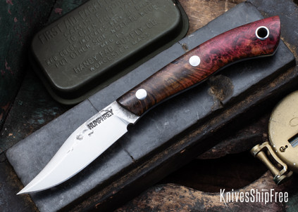 Lon Humphrey Knives: Mudbone Muskrat - Forged AEB-L - Box Elder Burl - Black Liners - LH22AJ076