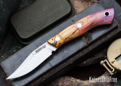 Lon Humphrey Knives: Mudbone Muskrat - Forged AEB-L - Box Elder Burl - Orange Liners - LH22AJ117