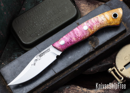 Lon Humphrey Knives: Mudbone Muskrat - Forged AEB-L - Box Elder Burl - Red Liners - LH22AJ138