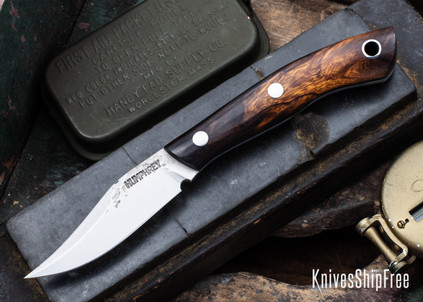 Lon Humphrey Knives: Mudbone Muskrat - Forged AEB-L - Desert Ironwood - Black Liners - LH22AJ153