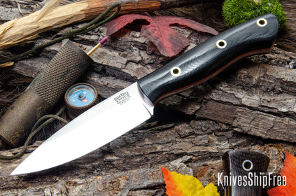 Bark River Knives: Mini Aurora - CPM-3V - Black G-10 - Thick Orange Liners - Hollow Brass Pins