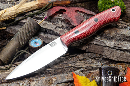 Bark River Knives: Mini Aurora - CPM-3V - Firedog Canvas Micarta - Black Pins - Long Swedge