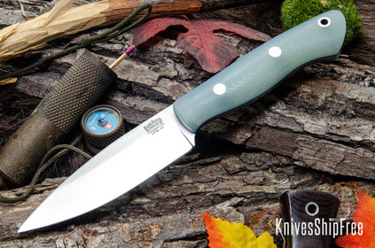 Bark River Knives: Mini Aurora - CPM-3V - Ghost Green Jade G-10 - Blue Liners - Matte