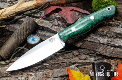 Bark River Knives: Mini Aurora - CPM-3V - Forest Green Maple Burl
