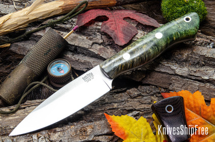 Bark River Knives: Mini Aurora - CPM-3V - Green & Gray Tigertail Maple Burl