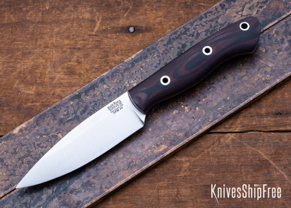 Bark River Knives: Mini Aurora - CPM-3V - Red & Black Suretouch - Matte - Cherry Red Liners - Hollow Pins