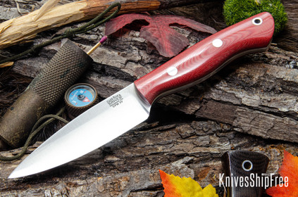 Bark River Knives: Mini Aurora - CPM-3V - Red Linen Micarta - White Liners