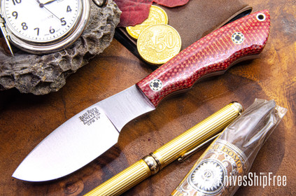 Bark River Knives: Mini Canadian - CPM-3V - Firedog Canvas Micarta - White Liners - Mosaic Pins