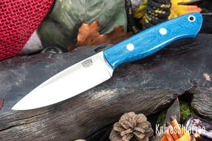 Bark River Knives: Mini Aurora - CPM 3V - Blue Denim Micarta - Blue Liners