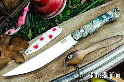 Bark River Knives: Kalahari Mini-Sportsman - CPM 154 - Purple & Cream Maple Burl