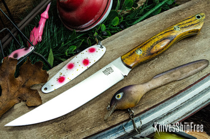 Bark River Knives: Kalahari Mini-Sportsman - CPM 154 - Osage Orange - Mosaic Pins