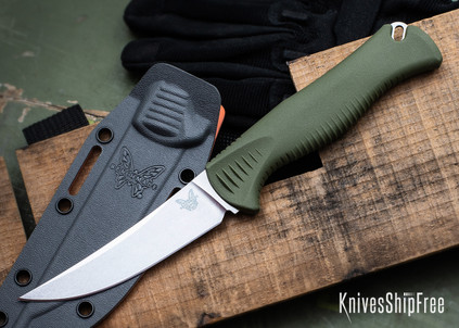 Benchmade Knives: 15505 Meatcrafter - Dark Olive Santoprene - 4" Trailing point - CPM-154