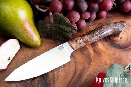 Bark River Knives: Petty Z - CPM-154 - Tan & Grey Maple Burl - Mosaic Pins