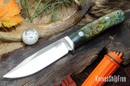 Bark River Knives: Hildi - CPM-CruWear - Forest Green & Teal Maple Burl