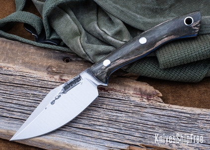 Lon Humphrey Knives: Blacktail - Forged 52100 - Storm Maple - Blue Liners - LH22CJ012