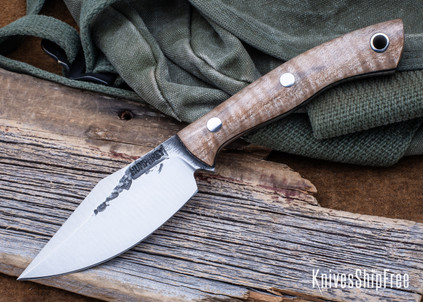 Lon Humphrey Knives: Blacktail - Forged 52100 - Curly Maple - Black Liners - LH22CJ035