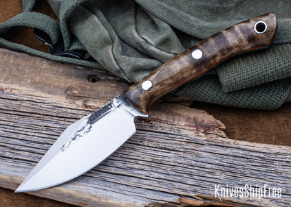 Lon Humphrey Knives: Blacktail - Forged 52100 - Curly Maple - Orange Liners - LH22CJ045