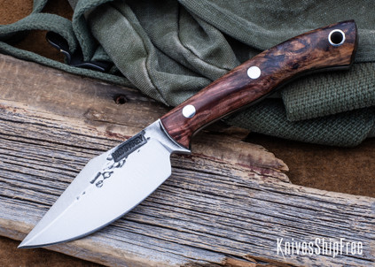 Lon Humphrey Knives: Blacktail - Forged 52100 - Box Elder Burl - Black Liners - LH22CJ091