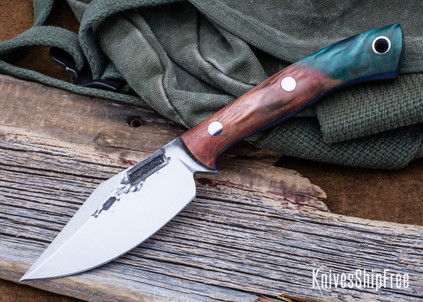 Lon Humphrey Knives: Blacktail - Forged 52100 - Box Elder Burl - Blue Liners - LH22CJ108