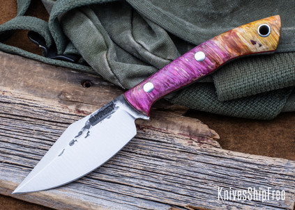 Lon Humphrey Knives: Blacktail - Forged 52100 - Box Elder Burl - Red Liners - LH22CJ139