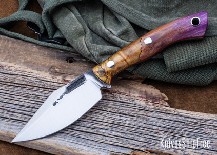 Lon Humphrey Knives: Blacktail - Forged 52100 - Box Elder Burl - Red Liners - LH22CJ141