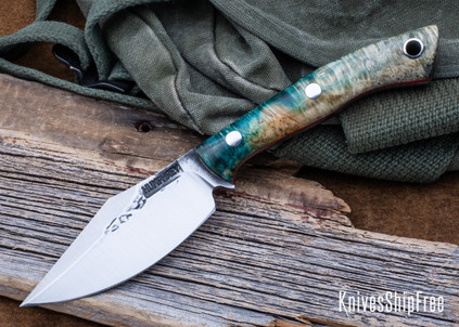 Lon Humphrey Knives: Blacktail - Forged 52100 - Box Elder Burl - Red Liners - LH22CJ142