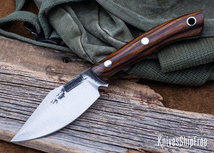 Lon Humphrey Knives: Blacktail - Forged 52100 - Desert Ironwood - Black Liners - LH22CJ143