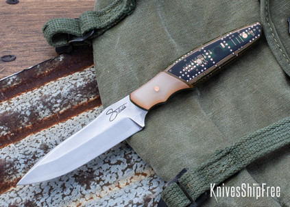 5432  Carter Cutlery: Muteki Signature - Stryder - Circuit Board E-Carta & Natural G10 - Jade G10 & Copper Liner - Copper Pins w/Mosaic Center Pin - CC21CJ015