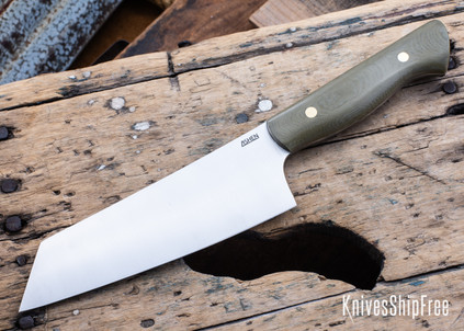 Lishen Knives: Bunka - Green Linen Micarta - Brass Pins - LK08DJ014