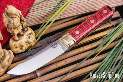 Bark River Knives: Kitsune Tanto - CPM 154 - Brass Bolster - Black