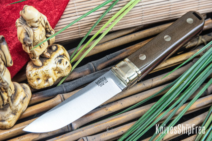 Bark River Knives: Kitsune Tanto - CPM 154 - Black Canvas Bolster