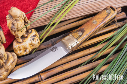 Bark River Knives: Kitsune Tanto - CPM 154 - Brass Bolster - Osage Orange #2