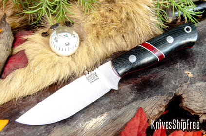 Bark River Knives: Bravo Necker 2 - CPM-S45VN - Black Canvas Micarta - Bloody Basin Spacer - Red Liners - White Frames