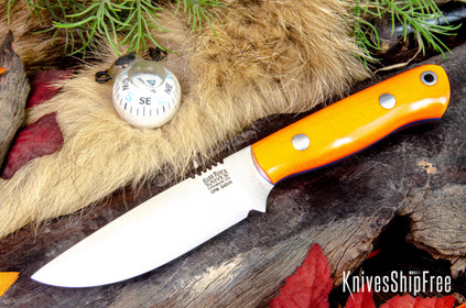 Bark River Knives: Bravo Necker 2 - CPM-S45VN - Blaze Orange G-10 - Blue Liners