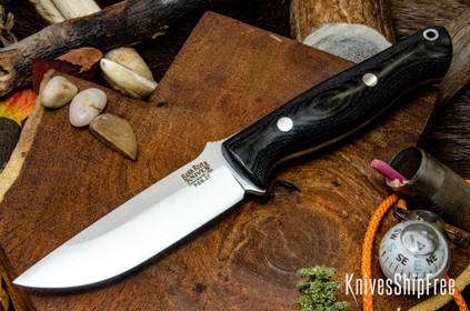 Bark River Knives: Gunny - PSB-27 - Black Canvas Micarta - Blue Liners