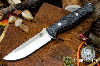 Bark River Knives: Gunny - PSB-27 - Black Canvas Micarta - Matte