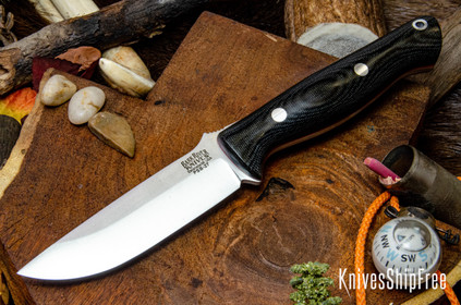 Bark River Knives: Gunny - PSB-27 - Black Canvas Micarta - Red Liners