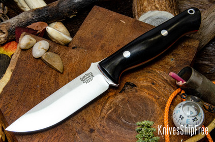 Bark River Knives: Gunny - PSB-27 - Black Linen Micarta - Orange Liners