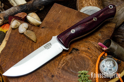 Bark River Knives: Gunny - PSB-27 - Burgundy Canvas Micarta - White Liners - Mosaic Pins