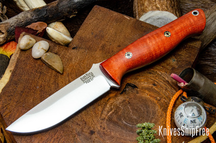 Bark River Knives: Gunny - PSB-27 - Orange Tigertail Maple Burl - Mosaic Pins