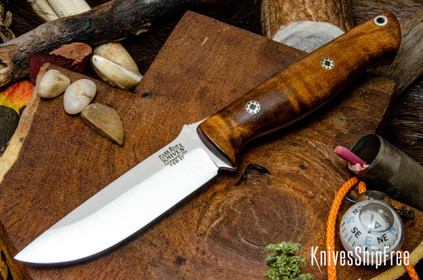 Bark River Knives: Gunny - PSB-27 - Dark Curly Maple - Red Liners - Mosaic Pins #2