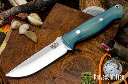 Bark River Knives: Gunny - PSB-27 - Ghost Green Jade G-10 - Blue Liners