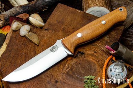 Bark River Knives: Gunny - PSB-27 - Natural Canvas Micarta - Black Liners