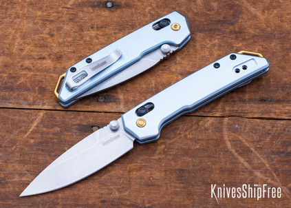 Kershaw Knives: Mini Iridium - Ice Blue Anodized Aluminum - D2 Tool Steel - Dura Lock - KVT Bearings - 2051